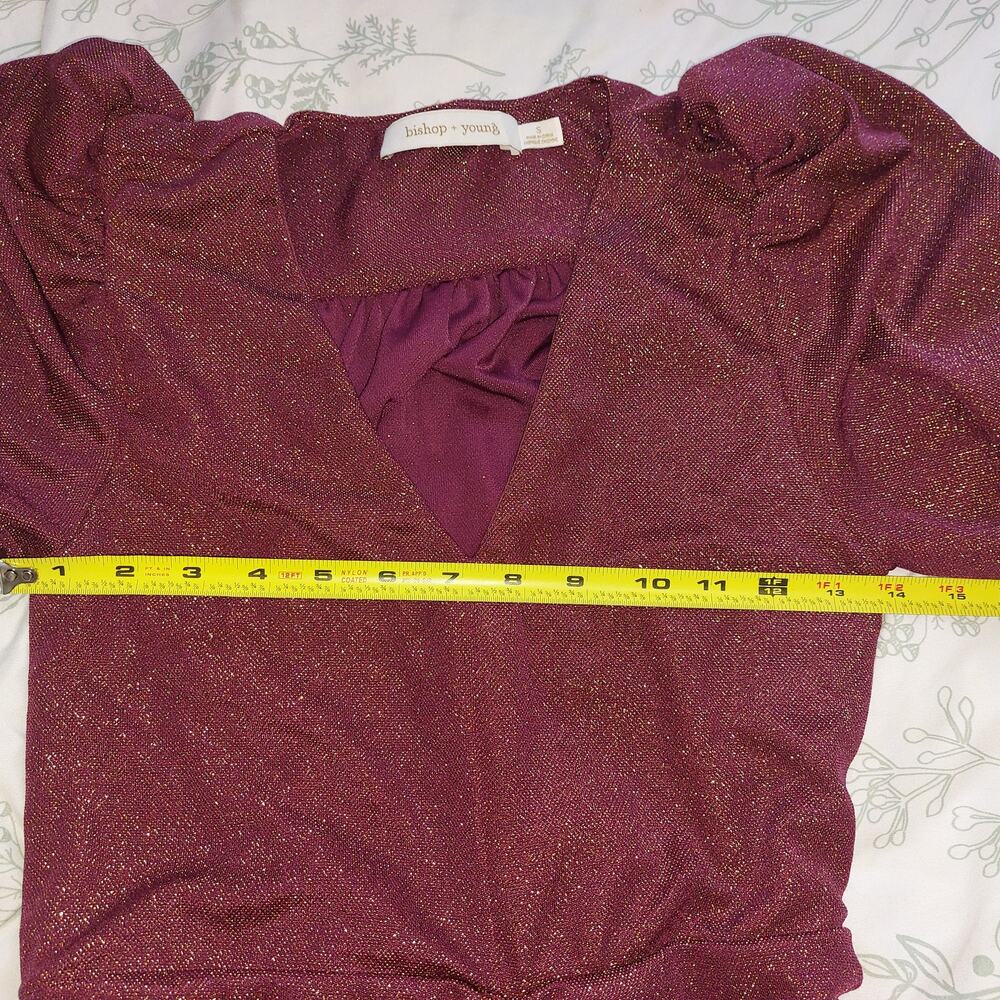Sparkly party ruched dress by Bishop & Young Luna Metallic mini dress SZ Small - Picture 7 of 10